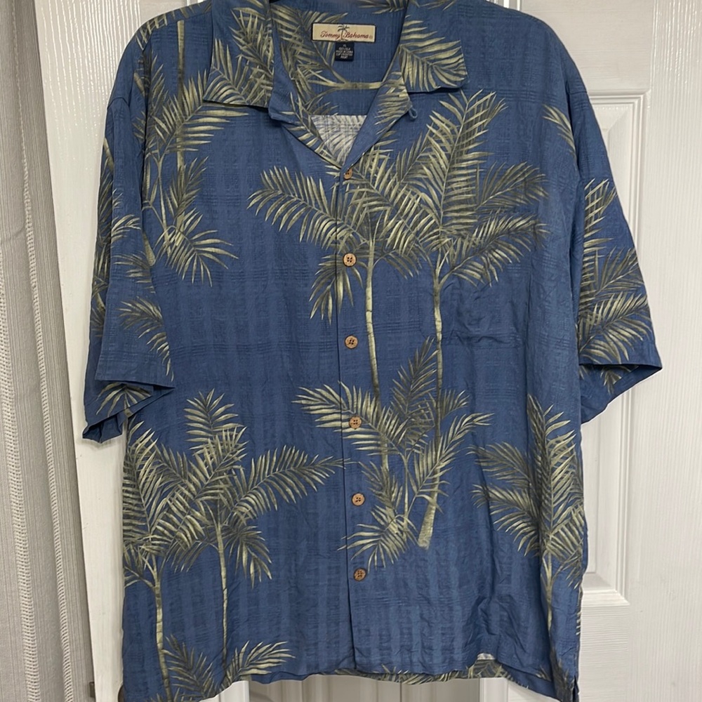 Tommy Bahama 100% Silk Palm Print Button Front Shirt szXL